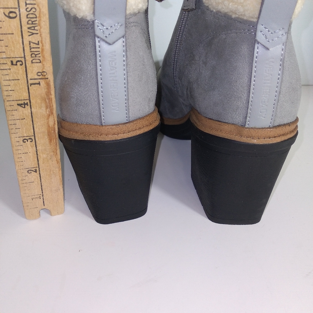 Dr. Scholl's For The Love Of Grey Fur Trimmed Block Heel Lace-Up Boots Size-9.5 - Picture 2 of 12